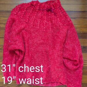 Red Slouchy Sweater with Bow Neckline